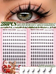 320/288 Peças Conjunto de Cílios Postiços em Estilo Cartoon, Leves, Respiráveis e Fofos com Curvatura C de 10-16mm, Cílios Individuais em Tufos, Maquiagem DIY de Olho de Gato e Olhar de Boneca Anime, Adequado para Iniciantes, Ideal para Uso Diário, Casamento, Festa, Halloween e Natal - C - Visão 10