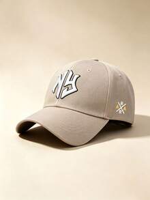 1PC Curved Brim Baseball Cap, Letter Embroidery, Cross Letter Print On Side, Adjustable Design, For Daily Wear, Outdoor Activities, Travel And Hiking. - Multicolor - View 13