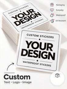1/30/150/210pcs Personalized Square Stickers: Customizable With Text, Pattern And Logo, Can Be Used As Packaging Labels, Sealing Stickers, Thank You Stickers, Brand Stickers, Gift Decoration Stickers And Event Labels. Suitable For Weddings, Birthdays, Parties, Graduations, Anniversaries, Christmas, Halloween, Father's Day, Mother's Day And Other Occasions, Used For Gift Packaging, Party Favors, Invitations, Handmade Crafts And Holiday Decorations, Making Every Gift And Event Have A Unique Exclusive Identity. - Multicolor 1 - View 1