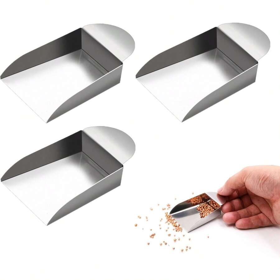 2/3 buah Sendok Batu Permata dengan Pegangan Telinga, Sendok Kecil Stainless Steel, Gaya Telinga Berlian, Sendok Bubuk Perhiasan Manik Giok, Alat Penting untuk Merangkai Manik-manik - Perak - View 1