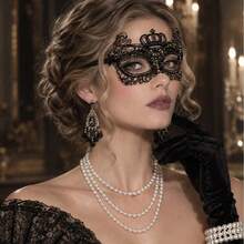 5pcs 1920s Style Women's Lace Mask Accessory Set, Includes Sequin Dress Set, Suitable For Party Decoration And Halloween Celebration - Multicolor - View 2