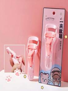 1pc Cartoon Press-Type Eyelash Curler, Wide-Angle Sunflower Eyelash Curler, One-Clip Lift And Curl, Shape Full Sunflower Lashes, Daily Makeup Essential - Coral Pink - View 1