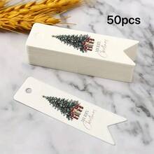 50 Pieces Christmas Tree Gift Labels, Christmas Happy Packaging Labels, Paper Labels. These Are Suitable For Holiday Packaging Supplies And Are Applicable For Christmas Gifts And Decorations. - Multicolor - View 2