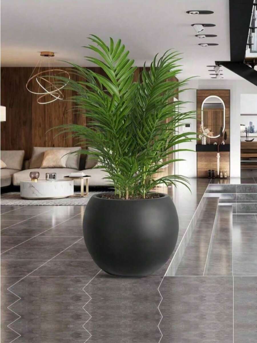 Spherical Plastic Flower Pot, Floor-Standing Artificial Greenery Decorative Planter, Wide-Mouth Round Planting Container, Succulent Plant Pot, Round Ball Creative Home And Hotel Decor Ornament - Round Floor Flower Pot - View 1