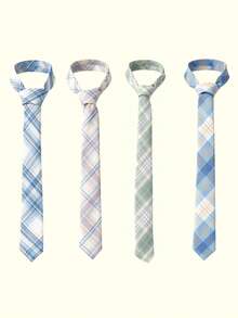 Popjeli 1pc Women Casual Plaid Striped Pattern Necktie, Suitable For Dating, School, Outings, And Photo Shoots, All Seasons For Dress For Christmas Decor - Multicolor - View 8