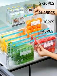 45pcs Reusable Sealable Transparent Blue Self-Sealing Food Storage Bags, Thickened Freezer Bags, Kitchen Snack Storage Bags, Long-Lasting Freshness, Kitchen Accessories, Storage, Picnic Essentials - View 11