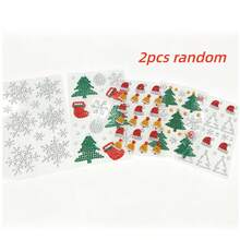 2/1pc Christmas Self-Adhesive Rhinestone Gem Stickers, Christmas Hat, Christmas Tree, Sock Shaped Crystal Stickers, DIY Face Nail Art Makeup Decoration, Holiday Party Handmade Decorative Stickers - Multicolor - View 12