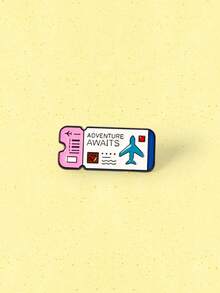 Popjeli 2pcs "ADVENTURE AWAITS" Airplane Shaped Alloy Brooch, Creative Multi-Color Metal Badge Pin - Multicolor - View 6