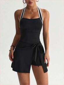 Women Athletic Onepieces Swimsuits - Navy Blue - View 6