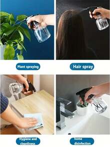 1/2/3/4pcs Multi-Function Adjustable Spray Bottle, Perfect For Home Disinfection, Hair Spray, Garden And Plant Watering, Home Cleaning Spray Bottle, Indoor And Outdoor Plant And Potted Flower Watering Spray, Home Essential - Black and White - View 7