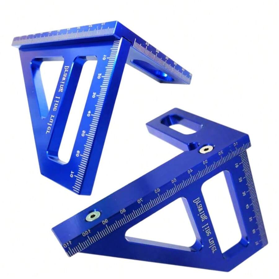 Woodworking Measuring Ruler, Aluminum Alloy Marking Tool, Woodworking Square Protractor, Woodworking Right Angle Oblique Triangular Hole Ruler, Multi Angle Measuring Ruler, Suitable For Carpenters, Construction Workers, And DIY Projects