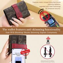 ONDY Women's Short Trifold & Multi-Functional Vintage Lightweight Coin Purse, Anti-Theft Magnetic Snap Closure, Multiple Card Slots For Credit Cards/ID Cards/Cash, Daily Work Essential, Vintage Casual Print Large Capacity Coin Purse - Multicolor - View 2