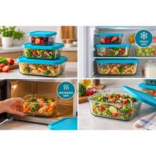 3-Piece Glass Food Storage Container Set With Lids – 400ml, 1L & 2.4L - View 2