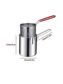 2/3pcs Stainless Steel Multi-Function Deep Fryer With Lid, Mini Oil Pot For Home Use, Compatible With Induction Cooktop And Gas Stove, Oil-Saving, Suitable For Cooking Noodles, Heating Cream And Frying - B - View 8