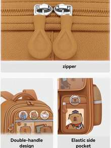 1 Set Capybara Backpack, Cute Lightweight Comfortable, Suitable For Lower Grade Students, Large Capacity Burden-Reducing Spine-Protecting School Bag, Back To School Gift For Friends And Students Stationery Supplies - Multicolor - View 6