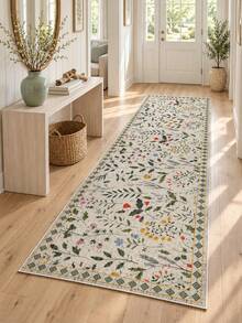 Pinkie Home - 1pc Vintage Floral Print Living Room Rug Area Rug/Carpet/Bath Mat, Suitable For Bathroom, Kitchen, Entryway, Hallway, Bedside, Living Room, Bedroom, Machine Washable Rug, Home Decor - Light Grey - View 2