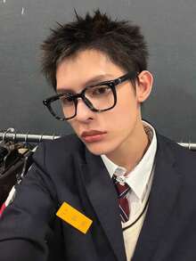 1 Pair Fashion Casual Personalized Star-Design Decorative Glasses With Black Frames And Solid-Color Lenses - Clear - View 8
