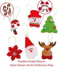 Felt Christmas Tree Hanging Ornament Set, Santa Claus Reindeer Snowman Snowflake Christmas Tree Candy Cane Pendants, Gold Rope Sequin Bow Christmas Tree Decorations, Holiday Home Decor, New Year Gift - Multicolor - View 13