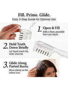 Transparent Scalp Hair Oil Applicator Comb, Visible Liquid Reservoir + Roller Metal Teeth Liquid Dispensing Comb, Suitable For Hair And Beard Care, Unisex Hands-Free Essential Oil Massage Comb - 1 Set - View 5