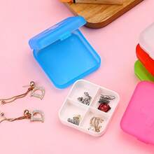 1pc Mini Square Pill Box - Portable Plastic Medicine Storage Box With Lid, Multi-Functional Design For Travel And Daily Use - one-size - View 3