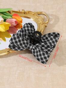 1pc Women Bow Hair Claw Clip, Plaid & Glitter Rhinestone Bowknot Non Slip Claw Clip,Holiday Daily Vacation Hair Accessories For Ladies - Multicolor - View 11