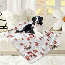 Christmas Red Snowman & Pine Tree Print Pet Blanket Soft Flannel Warm Sleeping Throw Mat Winter Bed Cover For Dog Cat Puppy Kitten Sofa Protector - 100*150 cm - View 2