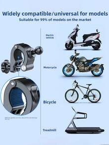 Dudukan Ponsel untuk Motor, Dudukan Smartphone Sepeda yang Ditingkatkan, Dudukan Stang Sepeda Ultra Stabil untuk Motor, Sepeda, Skuter, Cocok untuk Ponsel 4,7-7 Inci - Hitam - View 8