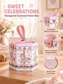 10pcs Creative Carousel Theme Wedding Favor Gift Boxes, Suitable For Newlyweds, New Parents And Party Planners; Perfect For Packaging Wedding Favors, Full Moon Celebration, First Birthday And Other Birthday Gifts - Multicolor - View 3