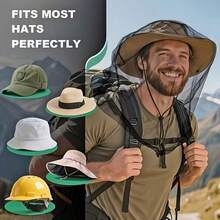 1pc Extra Large And Exceptionally Long Mosquito Net, Made Of High-Quality Material With Ultra-Fine Mesh, Effectively Blocks Insects Including Face Shield. This Soft And Durable Mosquito Net Is Designed For Protection Against Tiny Mosquitoes, Suitable For Outdoor Fishing, Night Fishing Cap, Breathable Sun Hat For Men And Women, Essential For Summer, Fishing Must-Have, Fits Most Hats Safely - Easy To Clean And Maintain - Perfect For Camping, Hiking - Multicolor - View 13