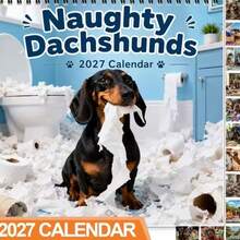 2027 12-Month Desktop Calendar, Playful Dachshund Funny Monthly Flip Calendar, Cute Dog Desktop Calendar, Dachshund Lover Gift - Multiple Styles - View 3