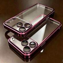 Luxury Electroplated Transparent Ultra-Thin Phone Case, Compatible With Iphone 18 18Pro 18Pro Max 17 Air 16 15 14 13 12 Pro Max Plus, 18 17 Pro Anti-Collision Protective Case - Burgundy - View 2