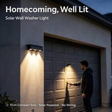 Solar Wall Washer Lights Outdoor, 3-LED Dusk To Dawn Wall Sconce, Auto On/Off Waterproof, No Wiring Easy Install, Cool/Warm White & RGB Color Changing, For Backyard Patio Courtyard Fence Garden Decoration - Warm White - View 2