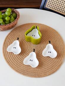 1 bộ đĩa gốm hình quả lê sáng tạo kèm hộp đựng, đĩa chia ngăn đựng gia vị hình quả lê tinh xảo thu hút, phù hợp trang trí nhà cửa, đĩa chấm bàn ăn bếp, đĩa đựng đồ ăn vặt bàn cà phê phòng khách, đĩa tráng miệng trà chiều, quà tặng - Nhiều màu - Xem 12