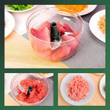 3-In-1 Manual Food Chopper 500ml With 3 Stainless Steel Blades, Pull Cord & Mixing Attachment, Multi-Purpose Vegetable Cutter For Onion, Garlic, Herbs, Fruit, Nuts & Vegetables - Black - View 6