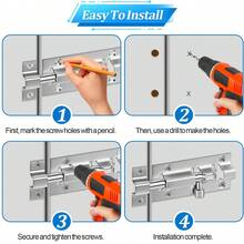 7pcs Heavy Duty Corrosion Resistant Barrel Bolt Lock Set - (1 Sliding Lock + 7 Screws), Heavy Duty Solid Thickened Steel, Brushed Surface Sliding Bolt Lock, Gate Bolt, Door Lock, Providing Better Security And Privacy - Sliding Bolt Lock - View 9