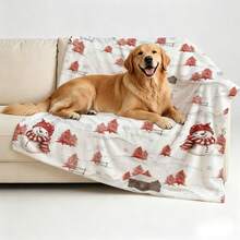 Christmas Red Snowman & Pine Tree Print Pet Blanket Soft Flannel Warm Sleeping Throw Mat Winter Bed Cover For Dog Cat Puppy Kitten Sofa Protector - 100*150 cm - View 1