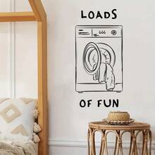 1Set Funny Laundry Room Loads Of Fun Wall Stickers Decals Washing Machine For Laundromat Washroom Home Wall Decor - Laundry Room - View 4