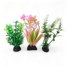 5 قطع نباتات اصطناعية لتنسيق حوض السمك، ديكور حوض السمك نباتات مائية صغيرة اصطناعية، نباتات مائية مزيفة، بدون صيانة، مع قاعدة، ديكور صينية الرمل والحجر - حوض السمك السعيد - مشاهدة 10