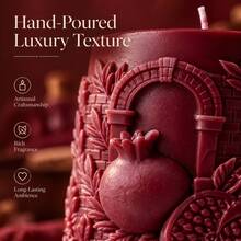 4pcs Burgundy Pomegranate Candles With Delicate 3D Embossed Craft, Unique Fruit Shape Design - Burgundy - View 5