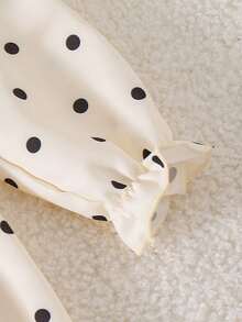 Elegant Polka Dot Apricot Dress For Girls, Spring And Autumn - Apricot - View 5