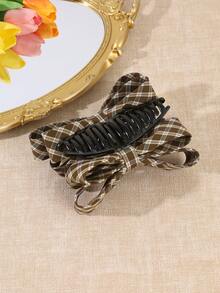 1pc Women Bow Hair Claw Clip, Plaid & Glitter Rhinestone Bowknot Non Slip Claw Clip,Holiday Daily Vacation Hair Accessories For Ladies - Multicolor - View 10