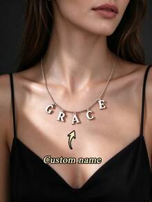 Custom Letter Name Necklace, A-Z Initial Stainless Steel Necklace, Birthstone Personalized Jewellery, Gold Necklace - Silver - View 1
