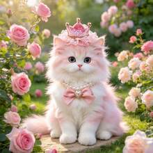2 Pieces Set Of Light Luxury Princess Style Pink/Yellow Lace Crown Pearl Love Bow Pet Hair Accessory Necklace Set For Cat/Small Dog Birthday Party/Daily Photo Birthday Accessories - Multicolor - View 1