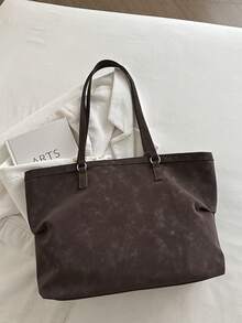 Túi tote vintage cao cấp cho nữ 2026 mới thu/đông phong cách Âu Mỹ, túi đeo vai mềm mờ dung tích lớn kẹp nách - Cà phê nâu - Xem 6