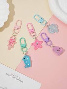 Cute Glowing Ocean Animal Bag Charm, Marine Creature Keychain Pendant, Handbag Backpack Decorative Accessory, Adorable Party Favor Gift - Multicolor - View 5