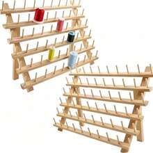 30/60 Spool Wooden Thread Rack Organizer Yarn Storage Sewing Thread Holder Bobbin Rack, Suitable For Sewing, Quilting, Embroidery, Knitting - Dual Axis - View 2