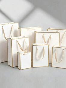 1/5pcs Luxury Handheld Paper Bags, Reinforced Ribbon Handle Gift Bags, Suitable For Birthday Gifts, Wedding Favors, Christmas Presents, Cosmetics, Jewelry, Clothing Stores, Party Favors, DIY Hand Painting - Multiple Styles - View 1