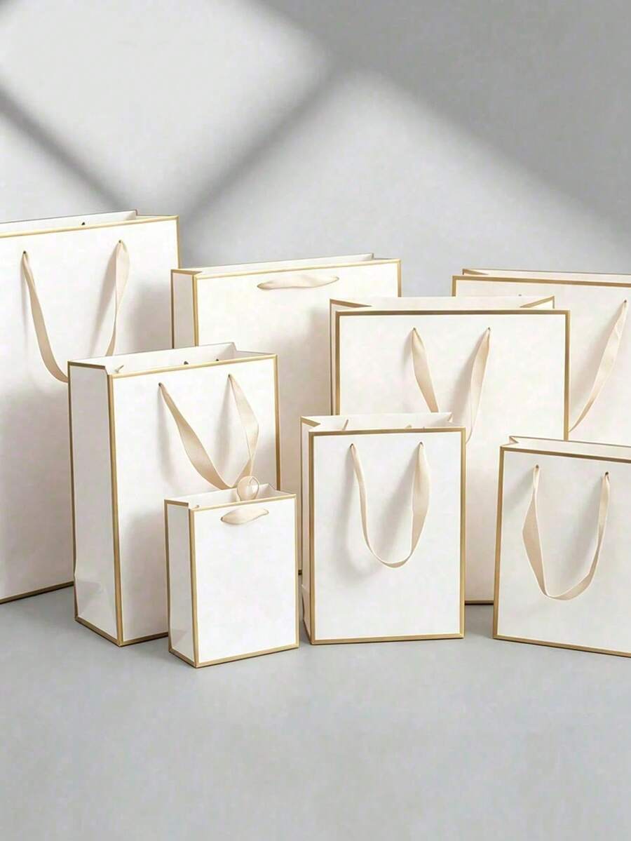 1/5pcs Luxury Handheld Paper Bags, Reinforced Ribbon Handle Gift Bags, Suitable For Birthday Gifts, Wedding Favors, Christmas Presents, Cosmetics, Jewelry, Clothing Stores, Party Favors, DIY Hand Painting - Multiple Styles - View 1