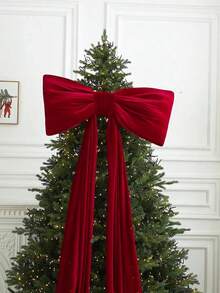 Fluffy Oversized Velvet Christmas Bow, Giant Christmas Bow For Background Wall, Party Room Wall Decor, Christmas Tree Decoration - Style B - View 7