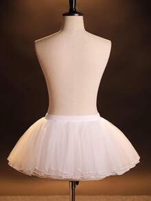 1pc White Girls Ballet Tulle Half-Skirt, Stiff Tulle Tutu, Suitable For Dance Performance And Skirt Matching - White - View 3